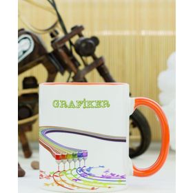 Hediyelen Grafiker Turuncu Kupa Bardak