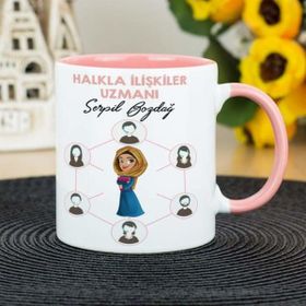 Hediyelen Halkla İlişkiler Uzmanı Pembe Kupa Bardak