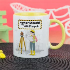 Hediyelen Harita Mühendisi Sarı Kupa Bardak