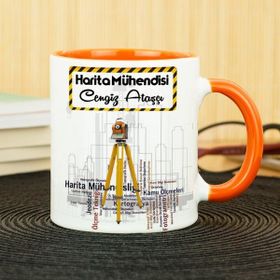 Hediyelen Harita Mühendisi Turuncu Kupa Bardak
