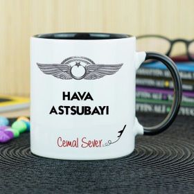 Hediyelen Hava Astsubayı Siyah Kupa Bardak