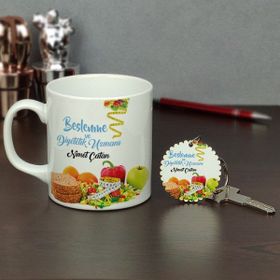 Hediyelen HDYLN106DIYETISYENAHTKP Beslenme Diyetetik Uzmanı Kupa Bardak ve Anahtarlık Set