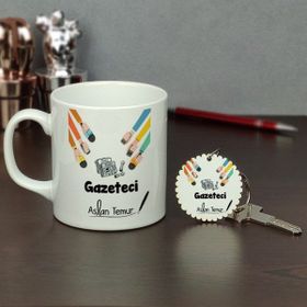 Hediyelen HDYLN193GAZETECIAHTKP Gazeteci Kupa Bardak ve Anahtarlık Set