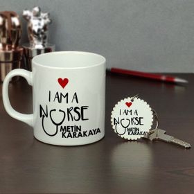 Hediyelen HDYLN222HEMSIREAHTKP I Am A Nurse Kupa Bardak ve Anahtarlık Set