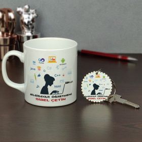 Hediyelen HDYLN35BILGISAYARAHTKP Bilgisayar Öğretmeni Kupa Bardak ve Anahtarlık Set