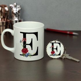 Hediyelen HDYLN991016EAHTKP E Harfi Kupa Bardak ve Anahtarlık Set