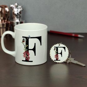 Hediyelen HDYLN991017FAHTKP F Harfi Kupa Bardak ve Anahtarlık Set