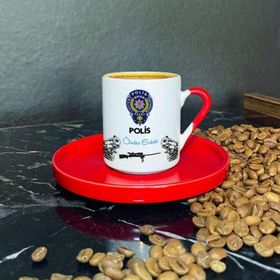 Hediyelen HDYLNKRMZTK1040POLIS Polis Özel Harekat Kırmızı Türk Kahvesi Fincanı