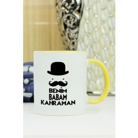 Hediyelen HDYLNSR5BABA Sarı Benim Babam Kahraman Kupa Bardak