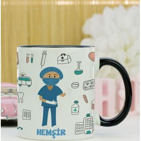 Hediyelen Hemşir Siyah Kupa Bardak