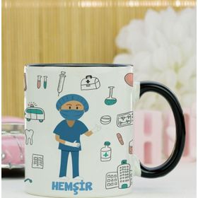 Hediyelen Hemşir Siyah Kupa Bardak