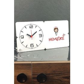 Hediyelen Hemşire Hediye Ahşap Masa Saati