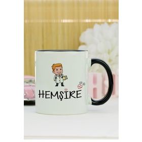 Hediyelen Hemşire Siyah Kupa Bardak