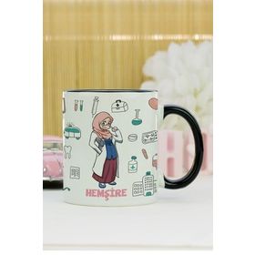 Hediyelen Hemşire Siyah Kupa Bardak