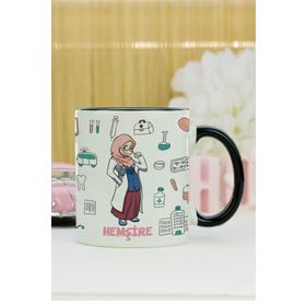 Hediyelen Hemşire Siyah Kupa Bardak
