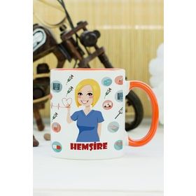 Hediyelen Hemşire Turuncu Kupa Bardak