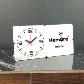 Hediyelen Hemşireye Hediye Ahşap Masa Saati