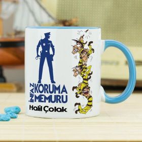 Hediyelen İnfaz Koruma Memuru Mavi Kupa Bardak