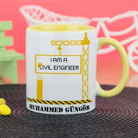 Hediyelen İnşaat Mühendisi Sarı Kupa Bardak
