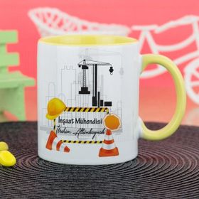 Hediyelen İnşaat Mühendisi Sarı Kupa Bardak