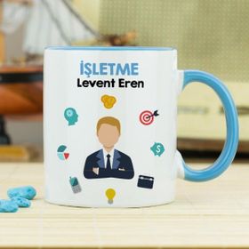 Hediyelen İşletme Mavi Kupa Bardak