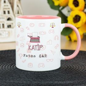 Hediyelen Katip Pembe Kupa Bardak