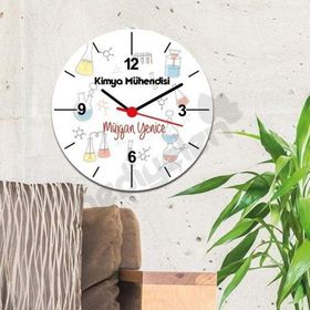 Hediyelen Kimya Mühendisi Kadın Figür Duvar Saati