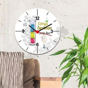 Hediyelen Kimya Öğretmeni Sarı Tasarım Duvar Saati