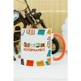 Hediyelen Kütüphaneci Turuncu Kupa Bardak