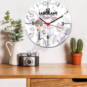 Hediyelen Laborant Kadın Figür Duvar Saati