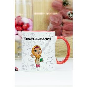 Hediyelen Laborant Kırmızı Kupa Bardak