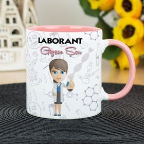 Hediyelen Laborant Pembe Kupa Bardak