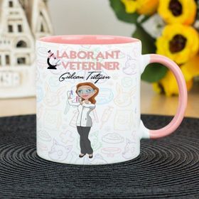 Hediyelen Laborant Veteriner Pembe Kupa Bardak