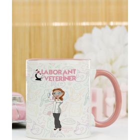 Hediyelen Laborant Veteriner Pembe Kupa Bardak