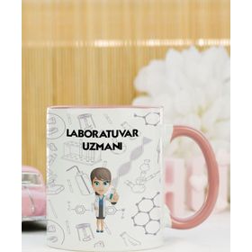 Hediyelen Laboratuvar Uzmanı Pembe Kupa Bardak