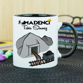 Hediyelen Madenci Siyah Kupa Bardak