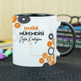 Hediyelen Makine Mühendisi Siyah Kupa Bardak