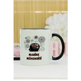Hediyelen Makine Mühendisi Siyah Kupa Bardak