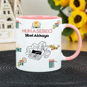 Hediyelen Muhasebeci Pembe Kupa Bardak
