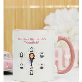 Hediyelen Müşteri Hizmetleri Yöneticisi Pembe Kupa Bardak
