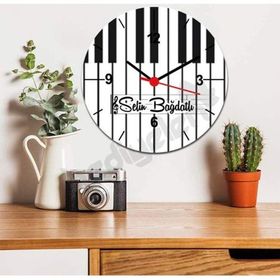 Hediyelen Müzik Öğretmenine Hediye Piyano Tasarım Duvar Saati
