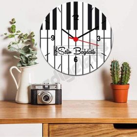 Hediyelen Müzik Öğretmenine Hediye Piyano Tasarım Duvar Saati