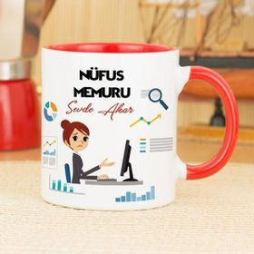 Hediyelen Nüfus Memuru Kırmızı Kupa Bardak