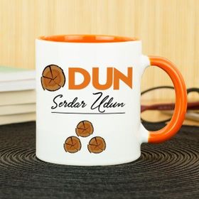 Hediyelen Odun Turuncu Kupa Bardak