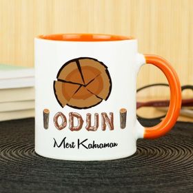 Hediyelen Odun Turuncu Kupa Bardak
