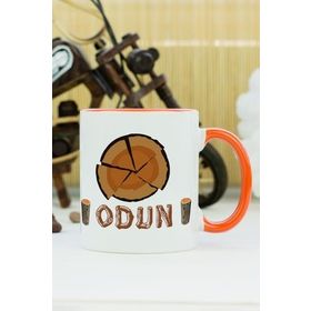 Hediyelen Odun Turuncu Kupa Bardak