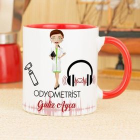 Hediyelen Odyometrist Kırmızı Kupa Bardak