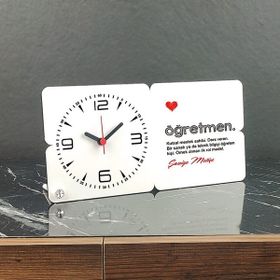 Hediyelen Öğretmen Tanımlayıcı Ahşap Masa Saati