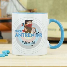 Hediyelen Okçu Antrenör Mavi Kupa Bardak