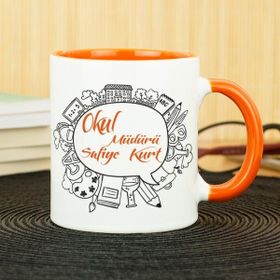 Hediyelen Okul Müdürü Turuncu Kupa Bardak